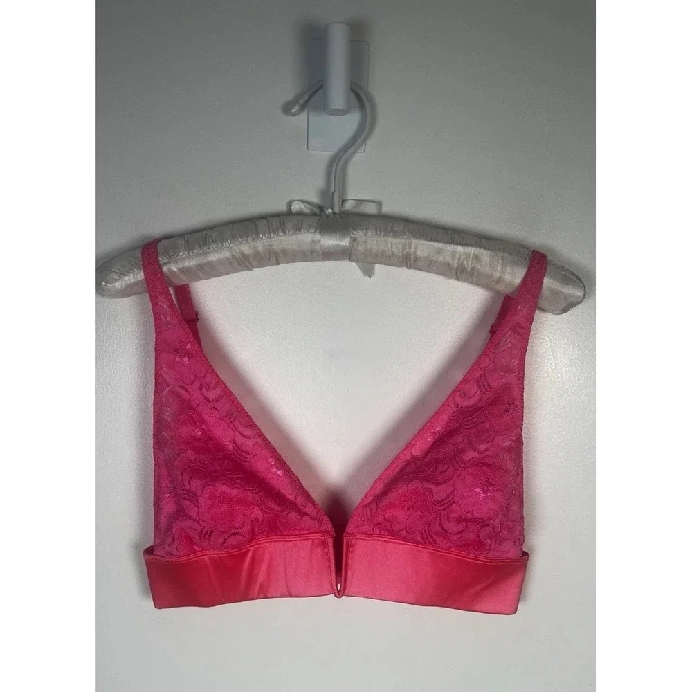 Free People V-Wire Bralette Soft Lace Pink Satin‎ Band Size XS NWOT
